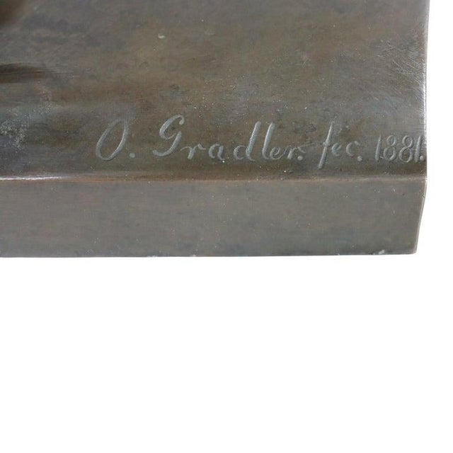 German Otto Gradler Patina Bronze Sculpture of Rembrandt, Signed, C1881 For Sale - Image 9 of 11
