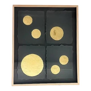 Abstract Gold Leaf Artwork on Handmade Paper, Black Modern Wall Art by Jake Poser For Sale