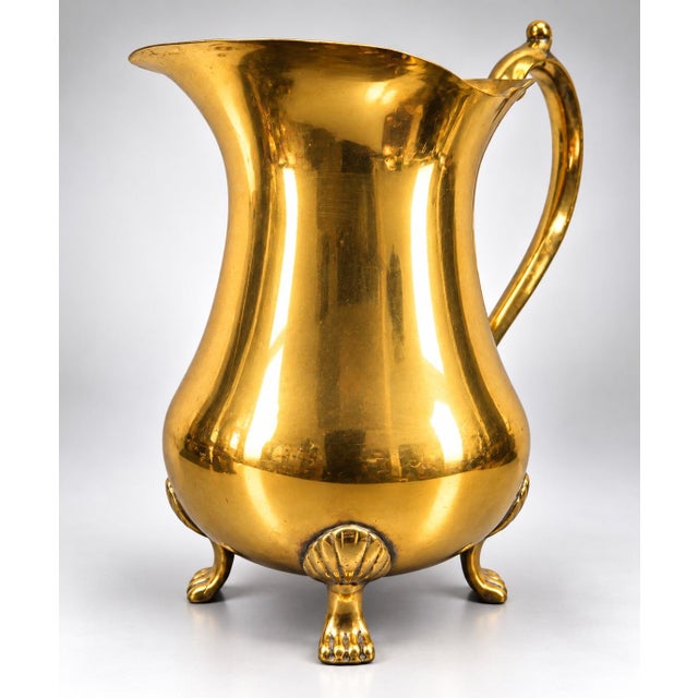 French Antique French Brass Footed Pitcher For Sale - Image 3 of 9
