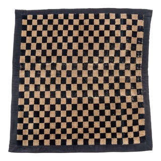 Tibetan Black and Tan Checkerboard Rug, 3' X 2' 9" For Sale
