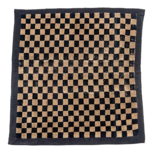Tibetan Black and Tan Checkerboard Rug, 3' X 2' 9"