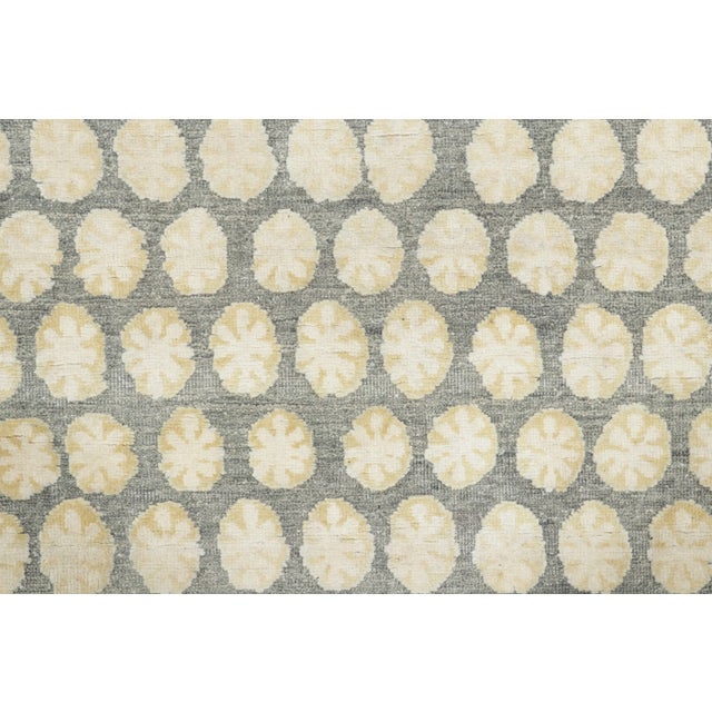 Rug & Kilim Contemporary Block Print Floral Natural Silk Rug by Rug & Kilim, India For Sale - Image 4 of 9