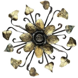 Wall Lamp in Wrought Iron with Floral Motif, 1950s For Sale