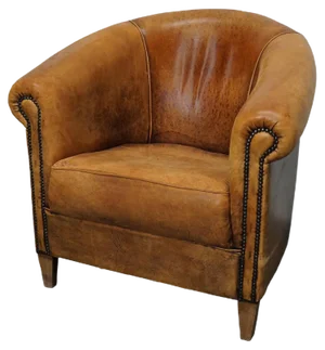 Vintage Dutch Cognac Colored Leather Club Chair