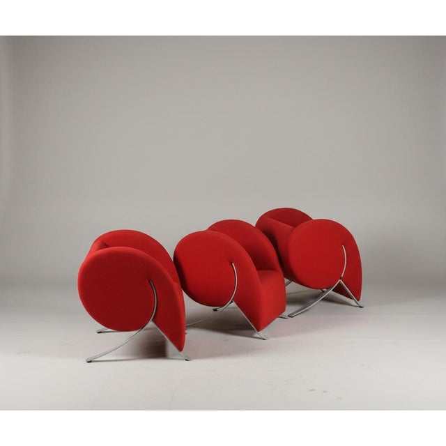 Metal Virgola Red Chairs by Yaacov Kaufmann for Arflex, 1991, Set of 3 For Sale - Image 7 of 13