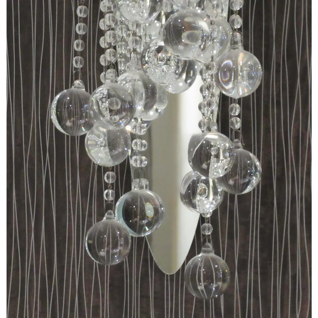 C. 2013 Todd Rugee (Design) for Boyd Lighting, Polished Nickel & Swarovski Crystal Embellished Cascade II Waterfall Sconces Pair For Sale - Image 11 of 12