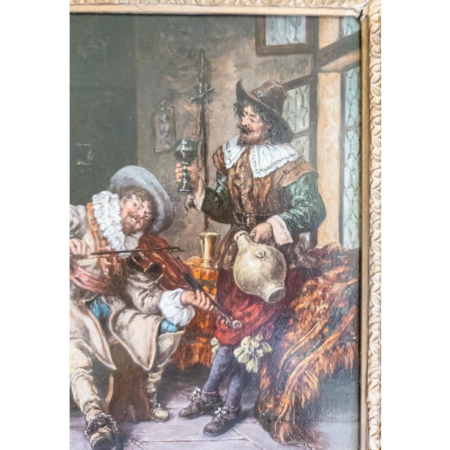 19th Century Continental European Dutch Style Tavern Genre Scene Painting, Signed For Sale - Image 9 of 16