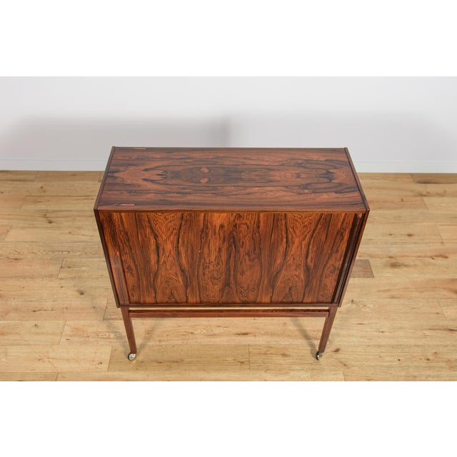 Mid-Century Rosewood Bar with Roller Doors, Denmark, 1960s For Sale - Image 4 of 16