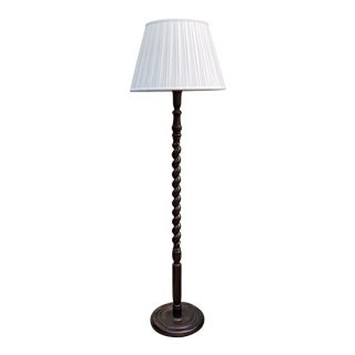 English Oak Barley Twist Floor Lamp For Sale