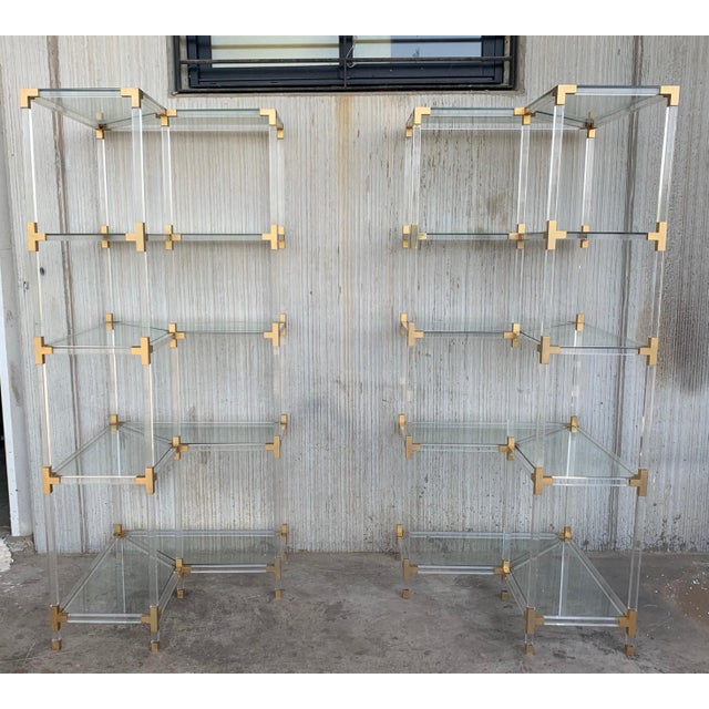 Mid 20th Century Brass, Lucite and Glass Étagère with Five Shelves For Sale - Image 16 of 18