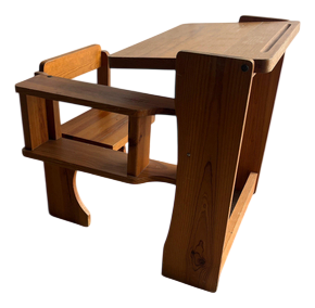Vintage Folding Wooden School Desk with Bench, 1960s