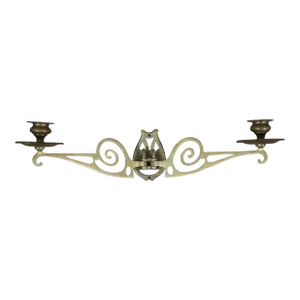 Antique Victorian Brass Piano Swing Arm Candelabra Candle Holder Sconce