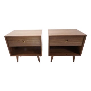 Mid Century Style Walnut Brasilia Night Stands For Sale