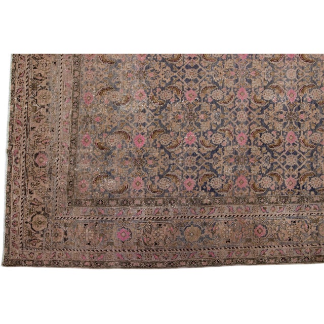 Traditional Antique Bidjar Handmade Gray Wool Rug With Allover Floral Pattern For Sale - Image 3 of 7