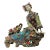 Chinese Porcelain Qing Style Dressing Flower Sitting on Rock Lady Figure For Sale