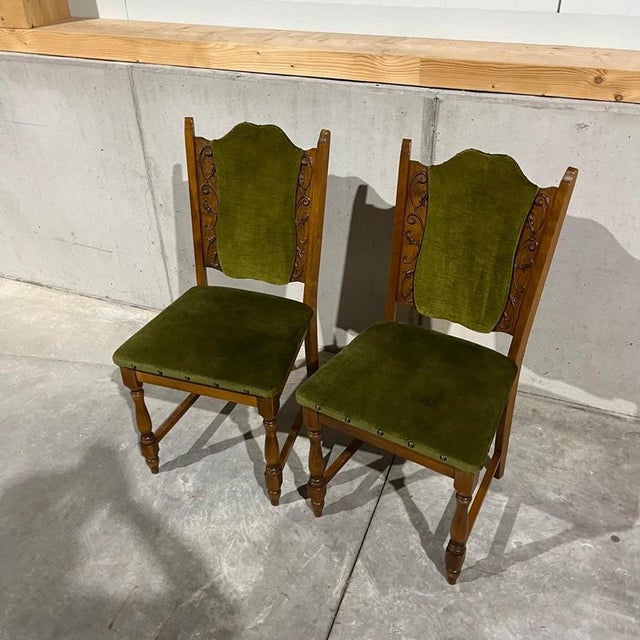 Vintage Chairs in Beech and Fabric, Set of 2 For Sale - Image 4 of 13
