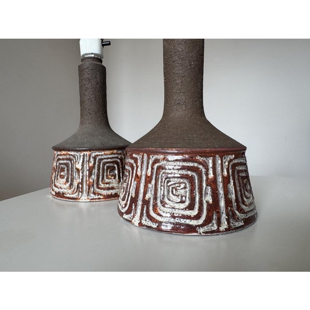 Vintage Stoneware Table Lamps by Jette Hellerøe for Axella, 1960s, Set of 2 For Sale - Image 4 of 10