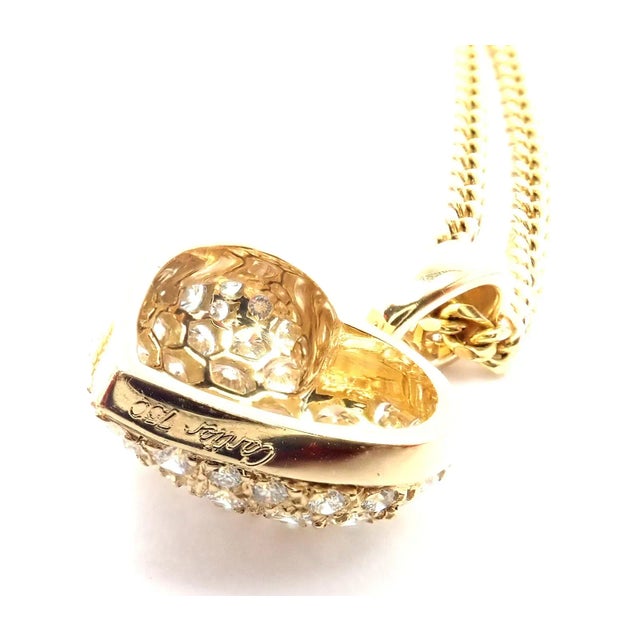 Gold Cartier 18k Yellow Gold 2ct Diamond Pavé Large Heart Pendant Necklace For Sale - Image 8 of 11