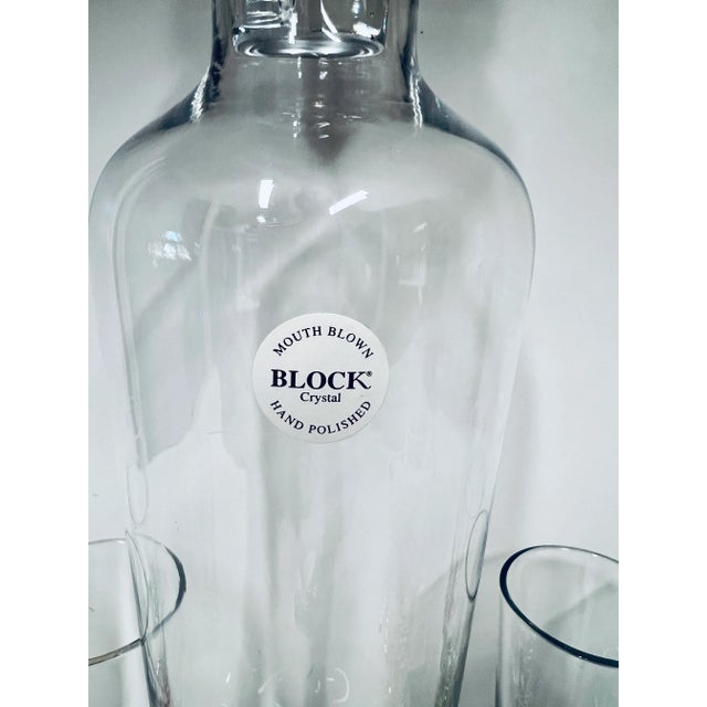 Block Crystal Vintage Mouth Blown Crystal Multi-Colored Weighted Bottoms Decanter and 6 Cordial Glasses Barware Set For Sale - Image 4 of 10
