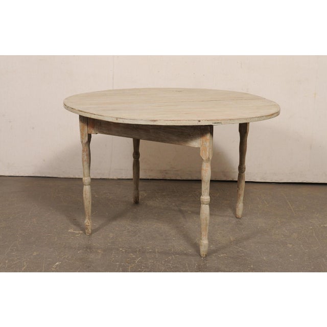 Gustavian (Swedish) 19th Century Swedish Painted Drop Leaf Wood Table For Sale - Image 3 of 11