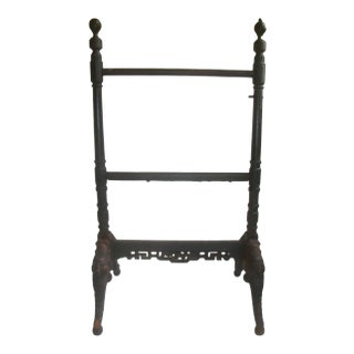 19th C. Chinoiserie Elephant Carving Wood Fire Screen For Sale