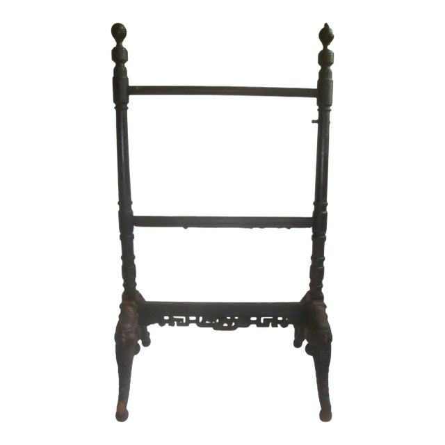 19th C. Chinoiserie Elephant Carving Wood Fire Screen For Sale
