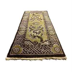Vintage Chinese Gold and Brown Wool Pao Tao Rug 145x68 cm