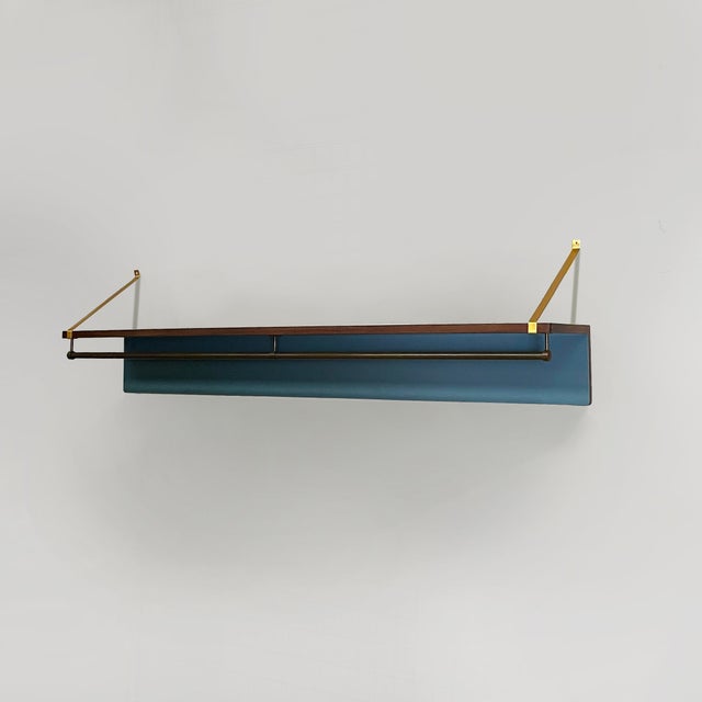 Mid-Century Modern Italian Wood and Metal Wall Coat Rack with Hat Rack, 1960s For Sale - Image 16 of 16