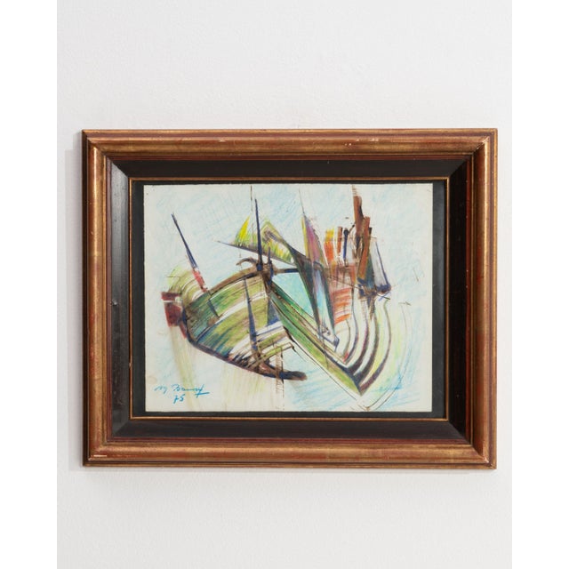 Mid 20th Century France Blue Wood Painting For Sale - Image 16 of 16