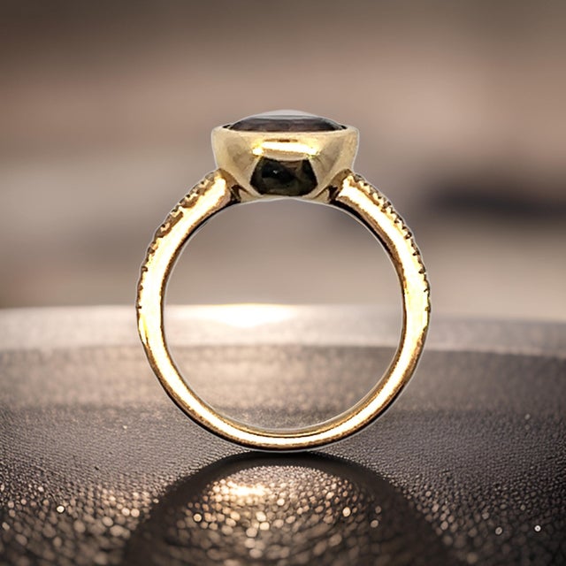 Natural Zircon Diamond Ring Size 6.5 14k Y Gold 3.52 TCW Certified For Sale In New York - Image 6 of 18