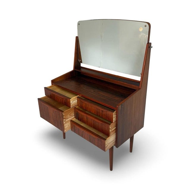 Danish Walnut Veneer Vanity from Tibergaard, 1960s For Sale - Image 4 of 11
