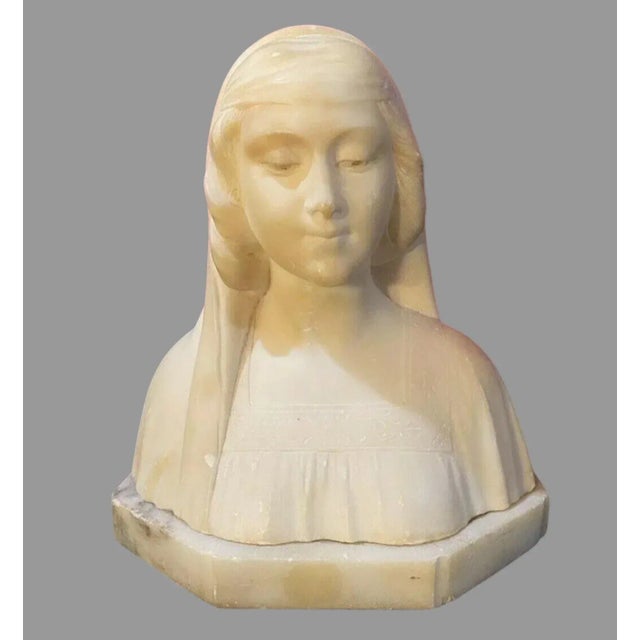 Alabaster Antique Victorian Alabaster Statue Sculpture of Young Woman 19th Century For Sale - Image 8 of 8