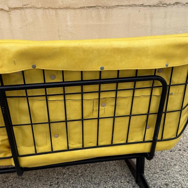 Vintage Homecrest Mid Century Modern Wire Metal Sofa W/ Yellow Vinyl Cushions For Sale - Image 16 of 18