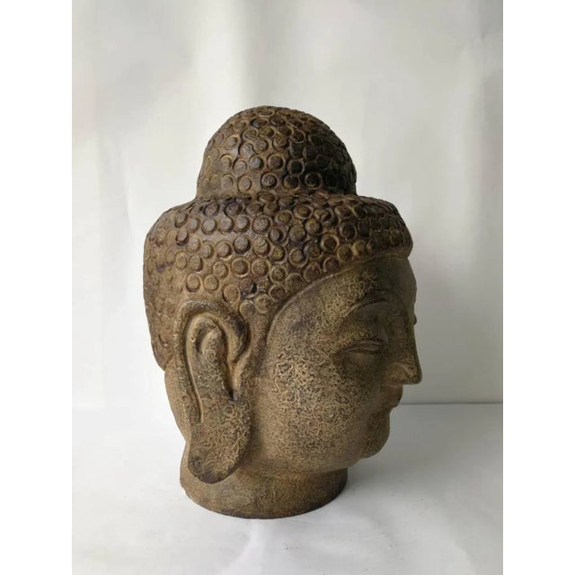 Hand Carved Stone Buddha Head For Sale - Image 4 of 11