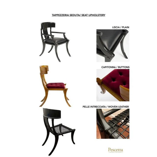 Black Woven and Leather Seat Walnut Klismos Chairs from Pescetta Home Decoration, Set of 6 For Sale - Image 15 of 18