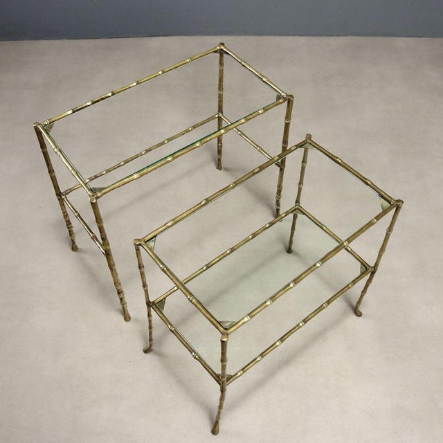 Nesting Tables with Brass Legs, Set of 2 For Sale - Image 3 of 9