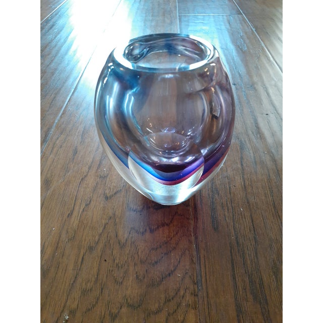 1970s Flavio Poli Design Seguso Murano Art Glass Sommerso Faceted Vase For Sale In Dallas - Image 6 of 6