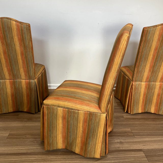 Set of 4 Upholstered Skirted Dining Chairs For Sale - Image 4 of 8