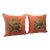 Vintage Bright Orange Indian Suzani Square Decorative Pillows - Set of 2 For Sale
