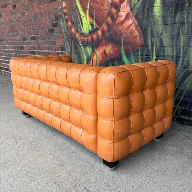 Josef Hoffman "Kubus" Sofa for Wittman Mid-Century Modern Tufted Leather For Sale - Image 11 of 12