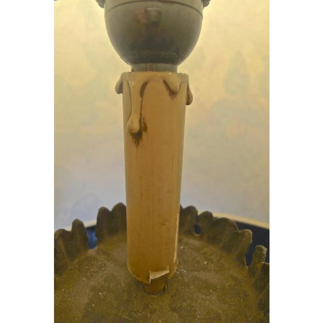 White 19th Century Italian Hand-Painted Wood and Tin Church Candlestick Lamps - a Pair For Sale - Image 8 of 13