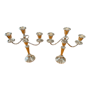 Exquisite Pair of Sterling Silver Three Arm Candelabra by America's Celebrated Silversmith Gorham Silver Company