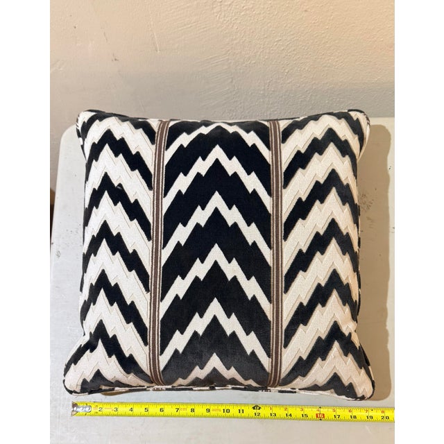 Ebony Pillow Pair Florentine Velvet in Black 19" Schumacher For Sale - Image 8 of 12