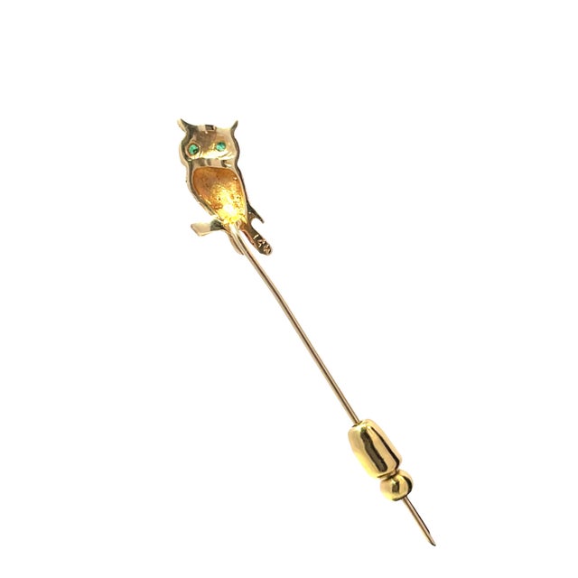 Elevate your accessory game with our exquisite Antique Green Gemstone Eyed Owl Lapel Pin. Crafted from luxurious 14k...