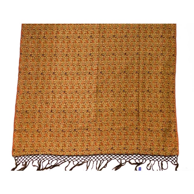 Hand Loomed African Sequined Paisley Table or Chair Throw For Sale In Portland, ME - Image 6 of 13