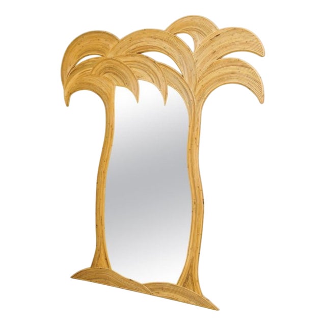Large Rattan Mirror, 1980s For Sale