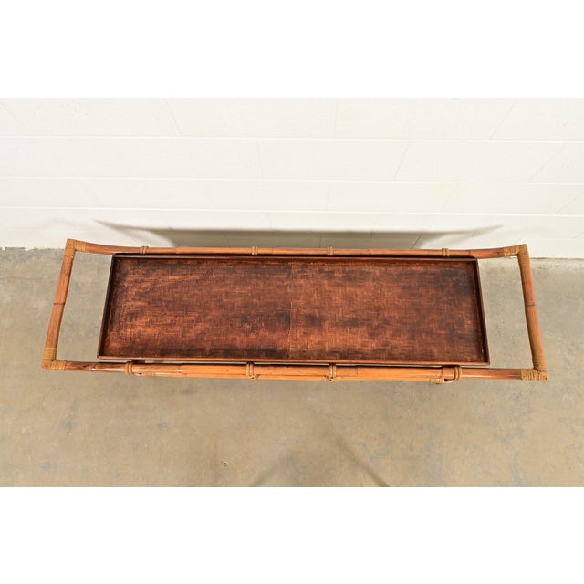 1950s John Wisner for Ficks Reed Mid-Century Hollywood Regency Pagoda Coffee Table, 1950s For Sale - Image 5 of 11