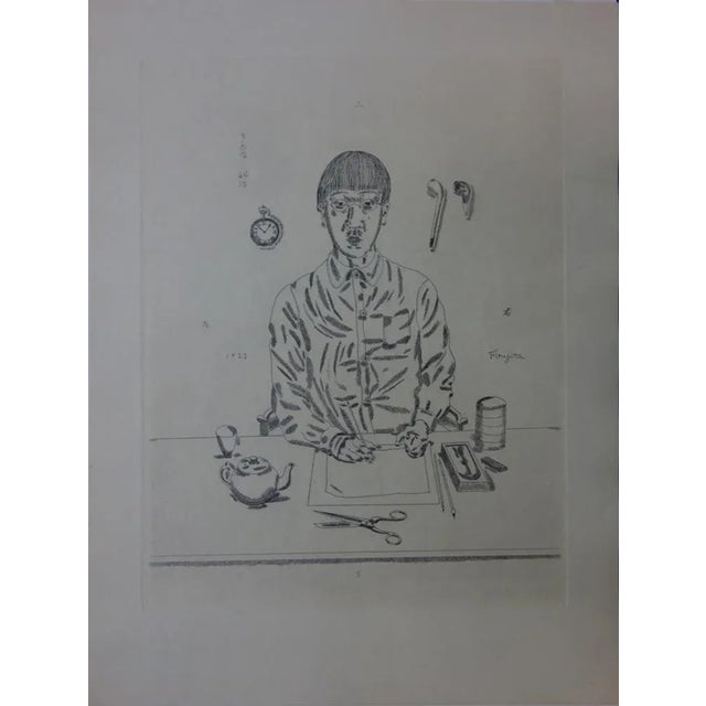 Tsuguharu Léonard Foujita, Self-Portrait at Work Table, Original Engraving For Sale - Image 8 of 8