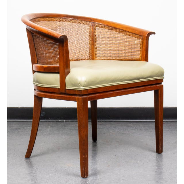 MidCentury Modern Wormley Style Barrel & Caned Back Arm Chairs Chairish