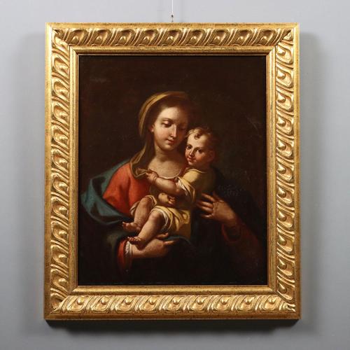 Virgin Mary with Child, Oil on Canvas, 17th Century For Sale - Image 11 of 11
